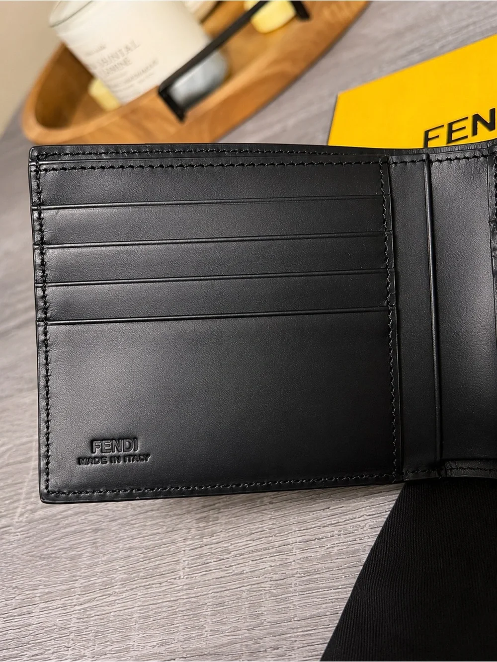 Fendi Black FF Monogram Leather Bifold Wallet